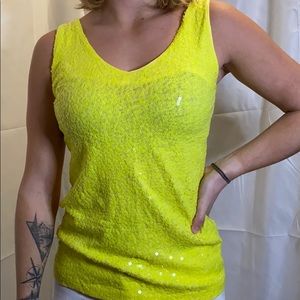 Yellow sequined J. Crew tank top